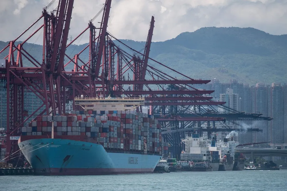 Container ships docked at the Kwai Ching Container Terminals in Hong Kong on May 14, 2019. PHOTO: PHILIP FONG/AGENCE FRANCE-PRESSE/GETTY IMAGES