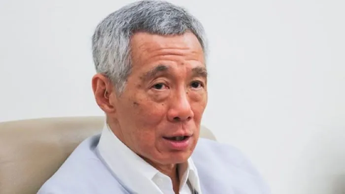Singapore Prime Minister Lee Hsien Loong at an interview on June 24 in Singapore (Photo by Kentaro Iwamoto)