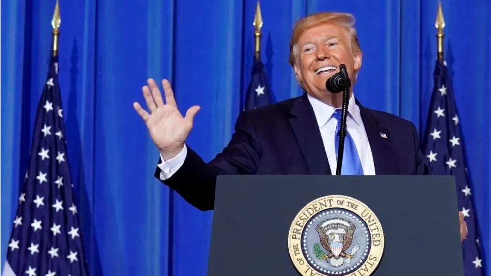 U.S. President Donald Trump holds a news conference on the final day of the G20 leaders summit in Osaka, Japan June 29, 2019. REUTERS/Kevin Lamarque Trump at G20 news conference