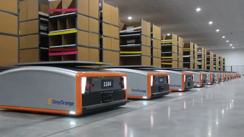 Butler robots, made by India's GreyOrange, are used in warehouses operated by Japanese furniture seller Nitori. (Photo courtesy of GreyOrange)