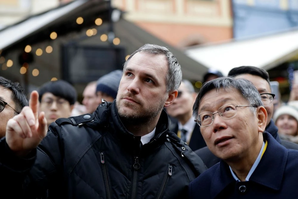 Mayor of Prague Zdenek Hrib, left, and Taipei city mayor Ko Wen-je, in Prague, Czech Republic on Jan. 13. Photographer: Petr David Josek/AP Photo