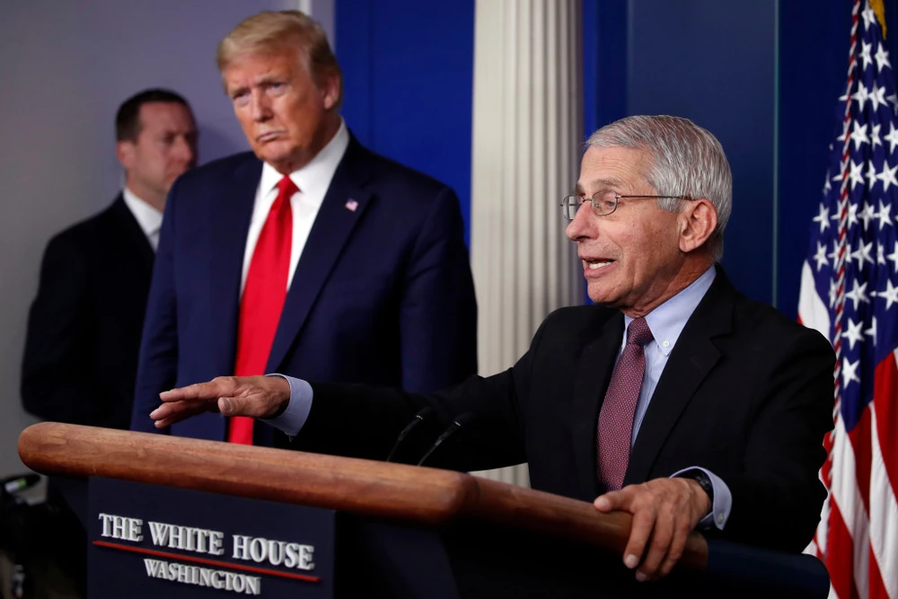 Ông Fauci và ông Trump năm 2020.