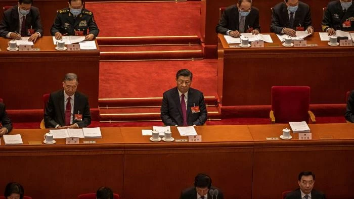 Chinese president Xi Jinping, centre. at a session of the National People’s Congress © EPA-EFE