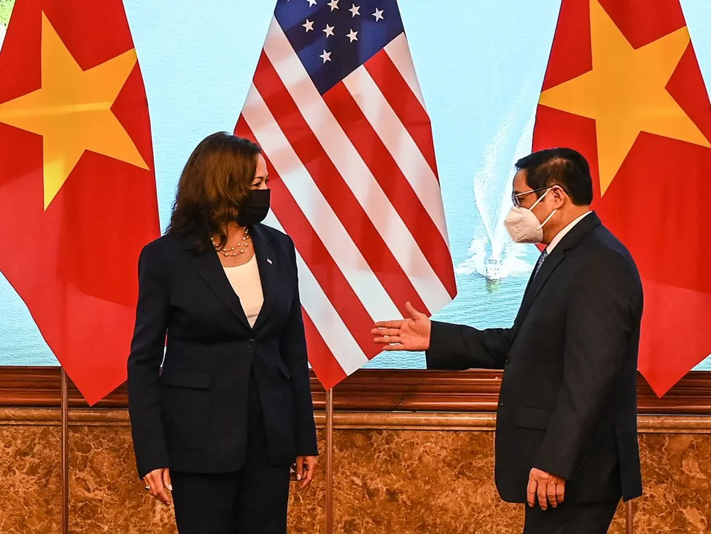 Kamala Harris is right to strengthen ties. Photographer: Manan Vatsyayana/AFP via Getty Images