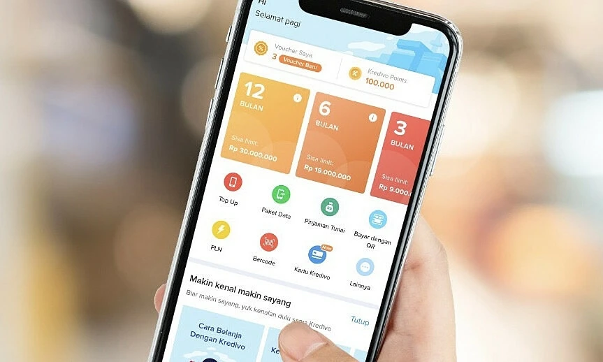 The user interface of the Kredivo mobile app. Photo courtesy of Kredivo