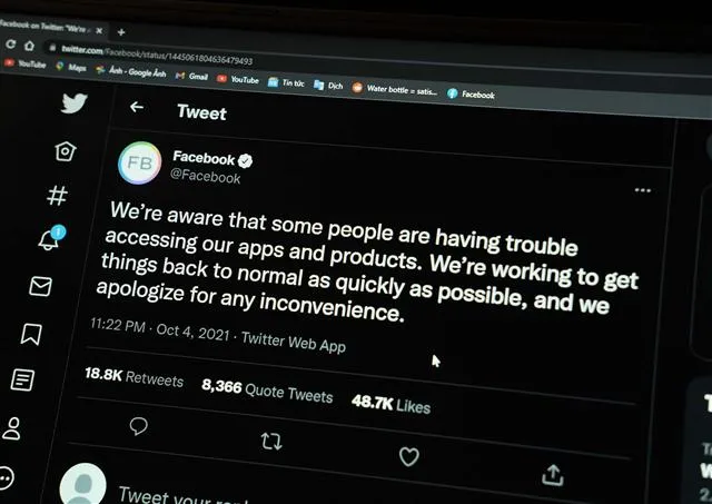 Facebook phải lên Twitter báo lỗi ảnh 1