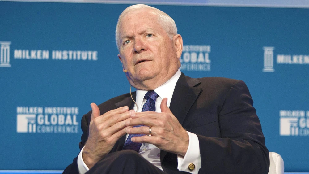 Robert Gates, cựu Bộ trưởng Quốc phòng Hoa Kỳ, phát biểu trong Hội nghị Toàn cầu của Viện Milken ở Beverly Hills, California, Hoa Kỳ, vào ngày 2 tháng 5 năm 2018. Dania Maxwell / Bloomberg qua Getty Images