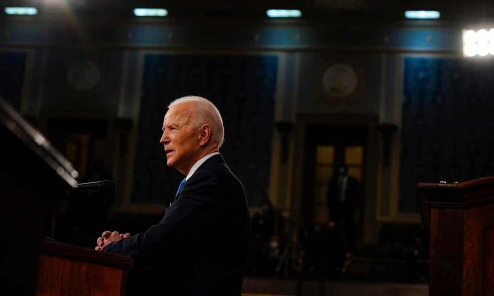 Ông Joe Biden phát biểu tại một phiên họp chung của Quốc hội vào ngày 28 tháng 4 năm 2021. Ảnh: Getty Images