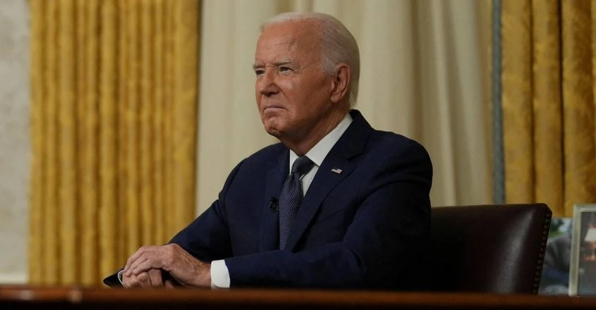 Ông Biden có bài phát biểu trước quốc dân từ Phòng Bầu dục của Nhà Trắng ở Washington, DC vào ngày 14/7/2024.