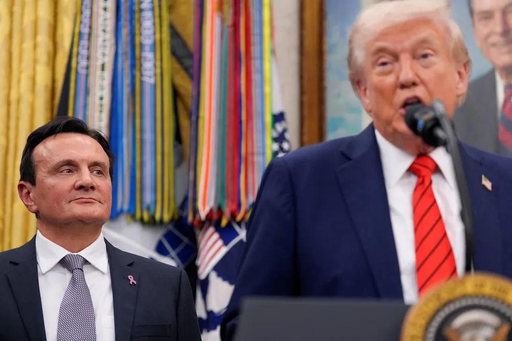 Tổng thống Hoa Kỳ Donald Trump tại Nhà Trắng ở Washington, vào ngày 10-10-2025. (Yonhap)