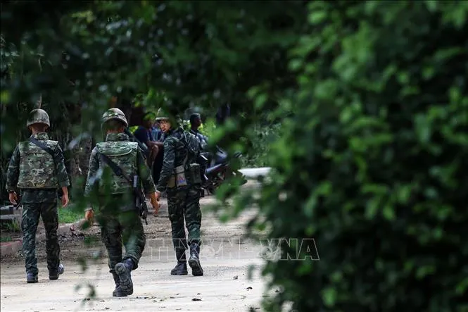 Binh sĩ Thái Lan được triển khai tại tỉnh Surin ngày 25-7. Ảnh minh họa: AA/TTXVN