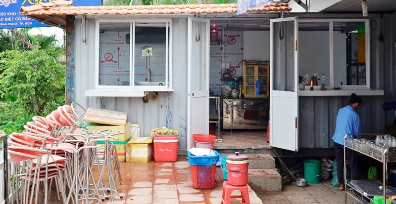 Một trường hợp cải tạo container thành nhà bếp của quán cà phê tại huyện Bình Chánh Ảnh: An Yên