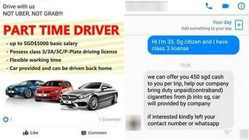 Singapore phạt nặng tài xế chở thuốc lá lậu theo quảng cáo trên Facebook ảnh 1 Singapore phạt nặng tài xế chở thuốc lá lậu theo quảng cáo trên Facebook ảnh 1