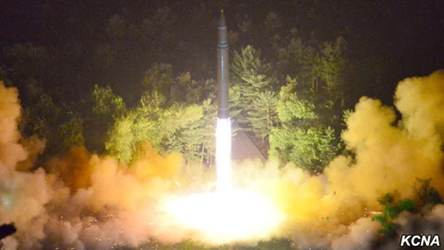 Một vụ phóng tên lửa Hwasong-14 của Triều Tiên. Ảnh: KCNA