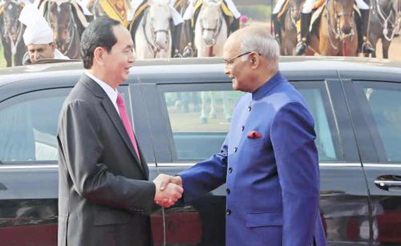 Chủ tịch nước Trần Đại Quang và Tổng thống Ấn Độ Ram Nath Kovind. Ảnh: TTXVN