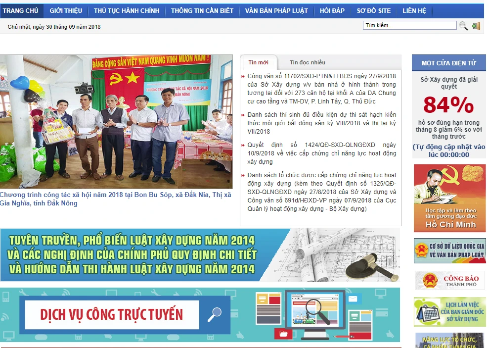 Trang web Sở Xây dựng TPHCM