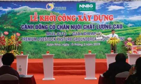 Khởi công dự án cánh đồng cỏ chăn nuôi chất lượng cao. Ảnh: Bích Hồng/BNEWS/TTXVN