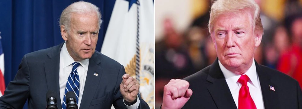 Ông Joe Biden (trái) và Tổng thống Donald Trump