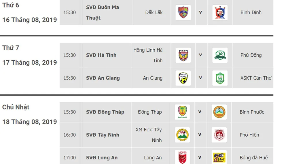 Lịch thi đấu vòng 18 Giải Hạng nhất Quốc gia LS 2019: Hồng Lĩnh Hà Tĩnh tăng tốc về đích ảnh 1