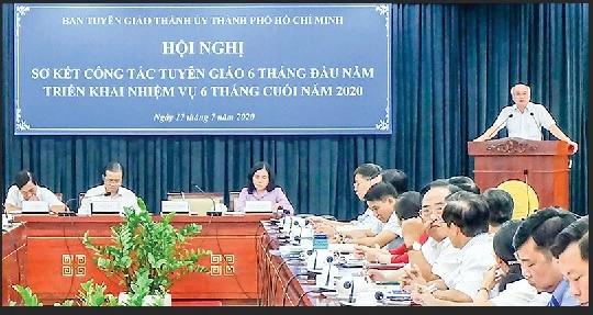 Trưởng ban Tuyên giáo Thành ủy TPHCM Phan Nguyễn Như Khuê phát biểu chỉ đạo hội nghị