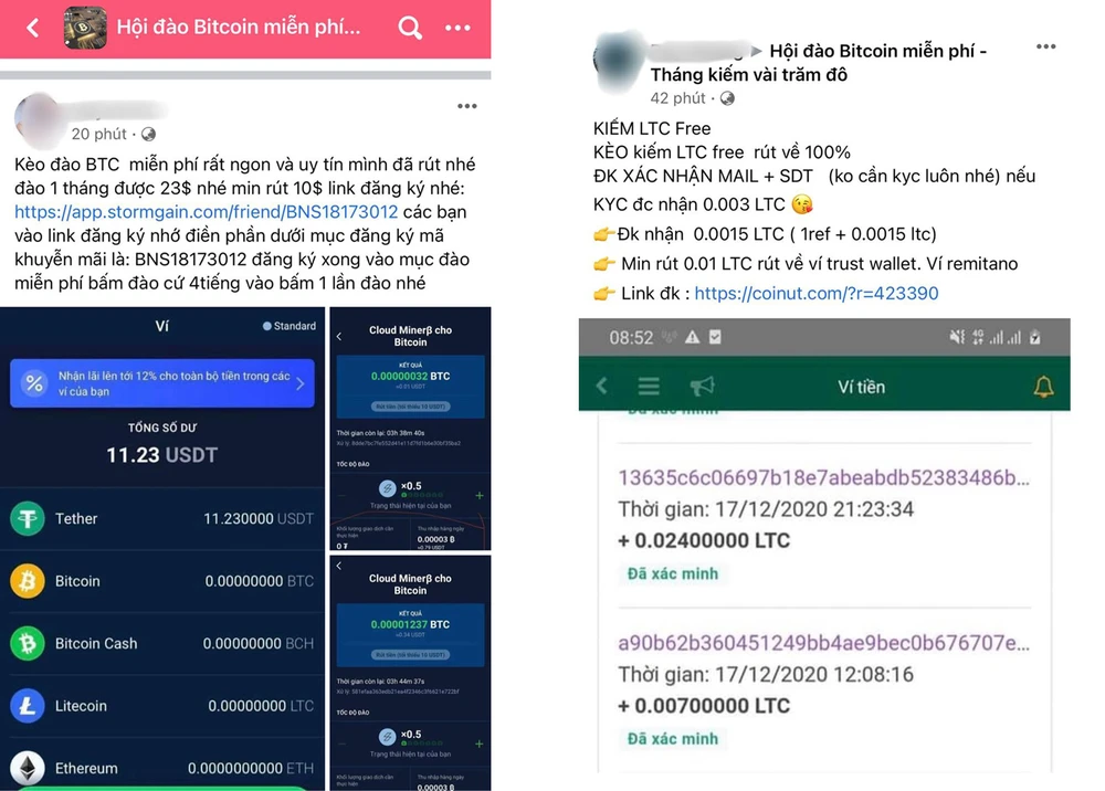 Các hội nhóm đào Bitcoin trên mạng xã hội với lời giới thiệu kiếm vài trăm USD mỗi tháng