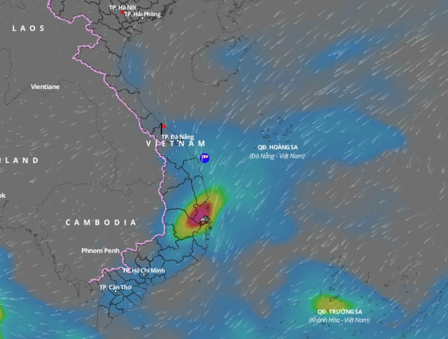 Từ ngày 4 đến 6-4, khu vực từ Thừa Thiên- Huế đến Khánh Hòa và phía Đông Tây Nguyên có mưa vừa, mưa to, có nơi mưa rất to và dông. Ảnh: vndms