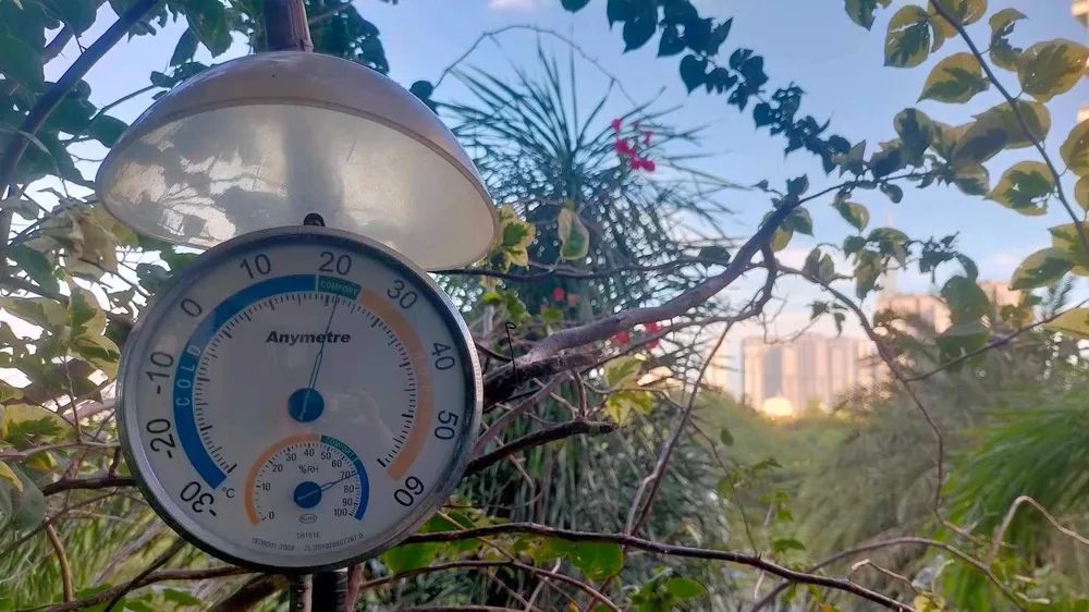 Nhiệt độ đo tại quận 2, TPHCM sáng nay 19-11 chỉ còn 21°C. Ảnh: NGUYỄN QUỐC ANH