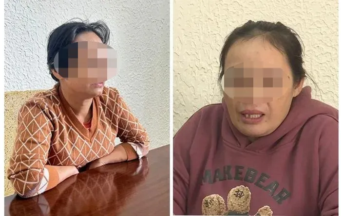 Đối tượng Huyền và Hà tại cơ quan công an Đối tượng Huyền và Hà tại cơ quan công an