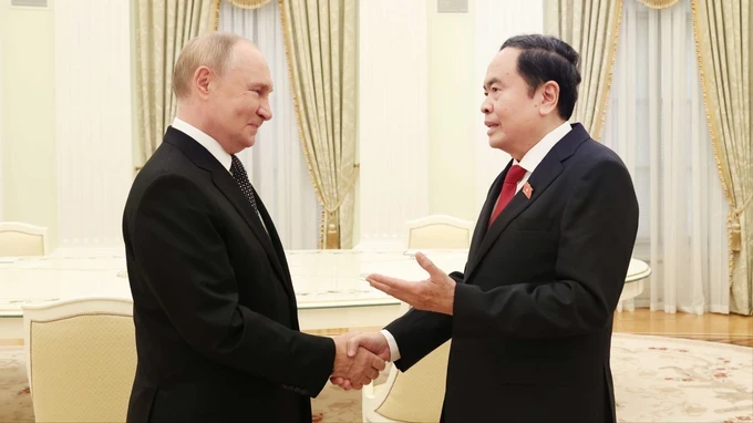 Chủ tịch Quốc hội Trần Thanh Mẫn hội kiến Tổng thống Liên bang Nga Vladimir Putin. Ảnh: TTXVN