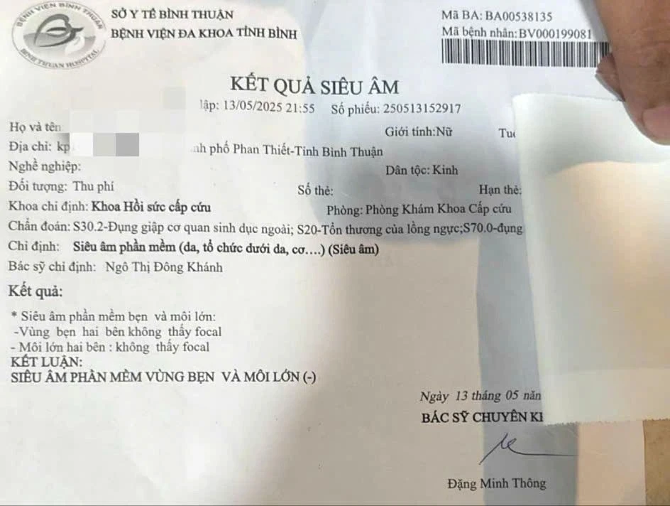 Bệnh viện Đa khoa tỉnh Bình Thuận chẩn đoán cháu A. bị "Đụng giập cơ quan sinh dục ngoài" z6599332513515_9ae8ce78c73ec331de32d6acf2337092.jpg