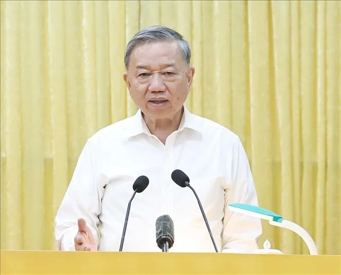 Tổng Bí thư Tô Lâm phát biểu. Ảnh: Thống Nhất/TTXVN tong-bi-thu-to-lam.jpg