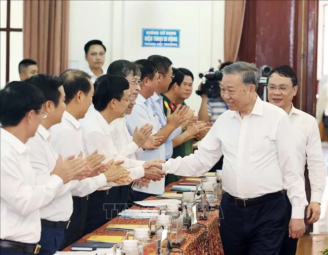 Tổng Bí thư Tô Lâm và các đại biểu. Ảnh: Thống Nhất/TTXVN tongbithu_tolam1.jpg