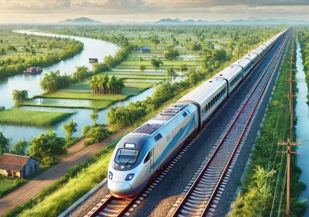 Dự án đầu tư tuyến đường sắt TPHCM - Cần Thơ. Ảnh AI