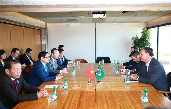 Thủ tướng Phạm Minh Chính làm việc với Bộ Nông nghiệp Brazil. Ảnh: Dương Giang/TTXVN thutuong.jpg