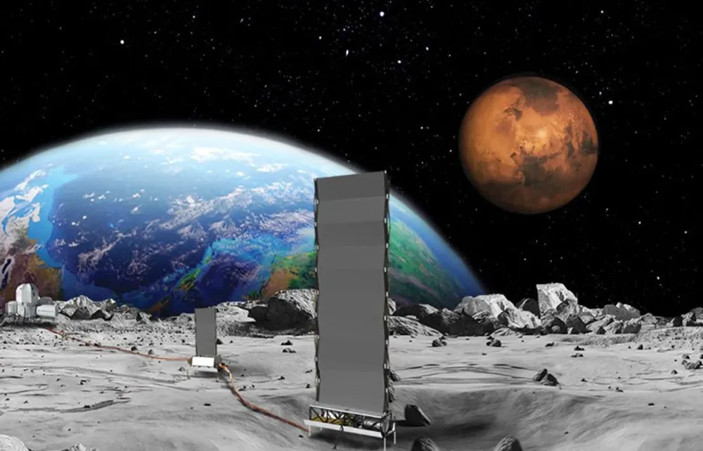 Một bản vẽ hệ thống năng lượng bề mặt phân hạch trên Mặt trăng của NASA. Ảnh: NASA mattrang.jpg