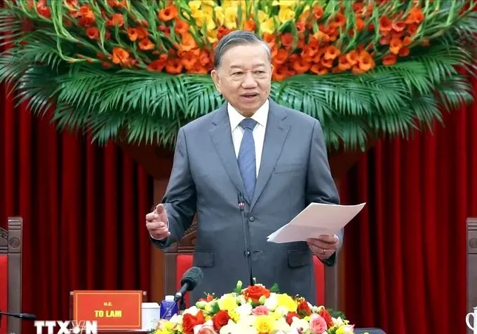 Tổng Bí thư Tô Lâm phát biểu. Ảnh: Thống Nhất/TTXVN tongbithutolam.jpg