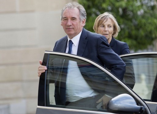 France’s justice minister Francois Bayrou (centre) and Minister of European Affairs Marielle de Sarnez.