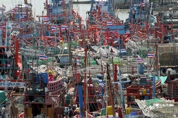 Fishing boats lay idle in port at Samut Songkhram (Bangkok Post file photo)