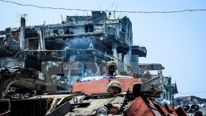 Philippine soldiers in the southern Marawi city (Photo: AFP/VNA)