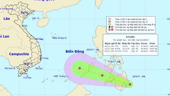 Tropical depression appears near East Sea