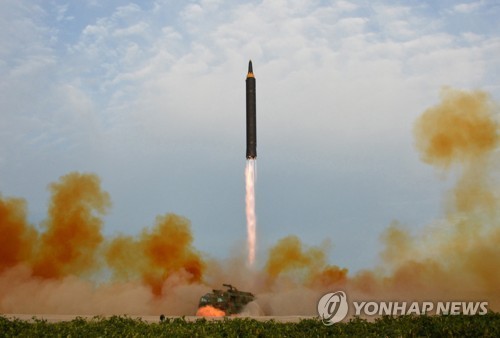 North Korea fires a Hwasong-12 ballistic missile on Sept. 15, 2017, in this file photo. (Yonhap)