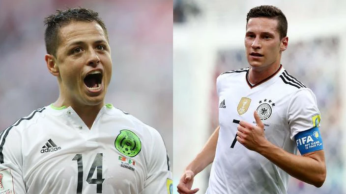 Javier Hernandez (Mexico) (trái) và Julian Draxler (Đức)