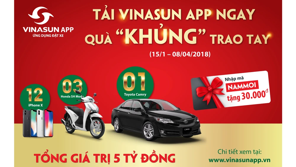 Vinasun taxi dành 5 tỷ đồng tri ân khách hàng nhân dịp năm mới 2018