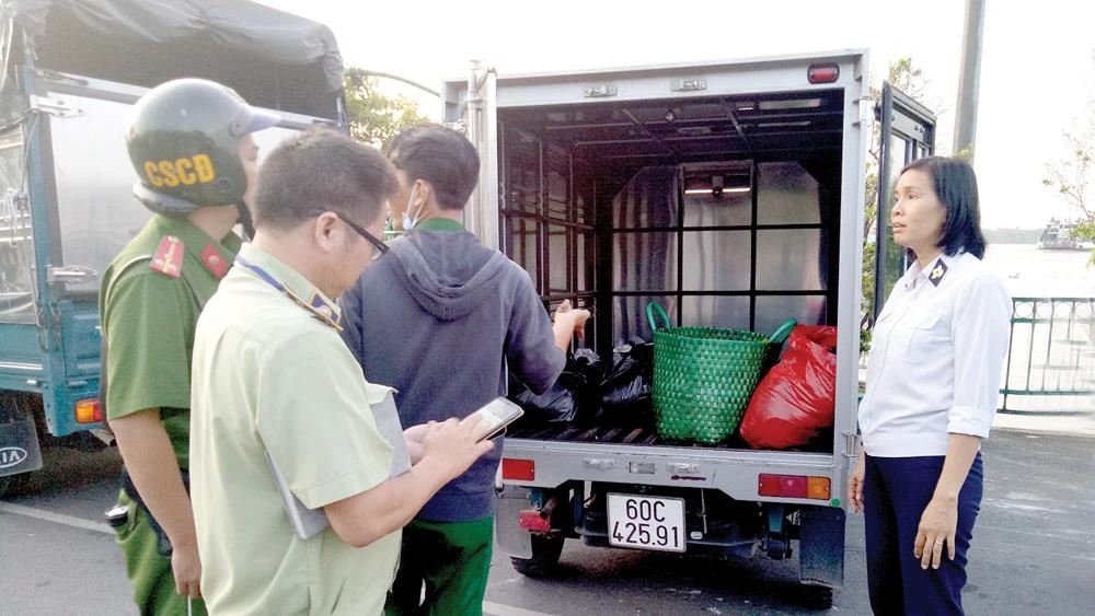 Trạm kiểm dịch động vật Thủ Đức phát hiện xe tải chở sản phẩm thịt heo không có giấy kiểm dịch từ tỉnh Đồng Nai vào TPHCM qua phà Cát Lái