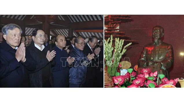 Thủ tướng Nguyễn Xuân Phúc dâng hương tưởng niệm Chủ tịch Hồ Chí Minh tại Đền thờ Bác Hồ trên Đỉnh Vua, Vườn quốc gia Ba Vì, Hà Nội. Ảnh: Thống Nhất/TTXVN