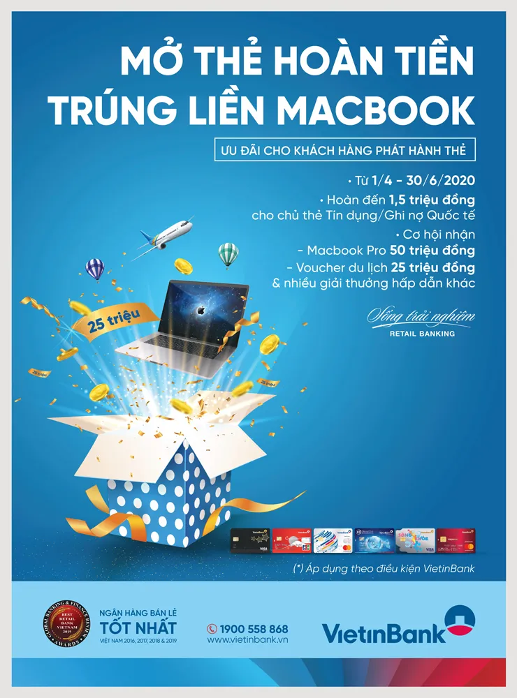 Mở thẻ hoàn tiền - Trúng liền Macbook cùng VietinBank ảnh 2 Mở thẻ hoàn tiền - Trúng liền Macbook cùng VietinBank ảnh 2