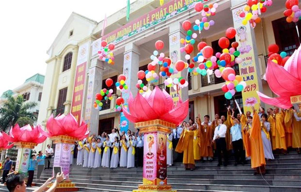 Đại lễ phật đản Vesak Liên hợp quốc tổ chức tại Thái Bình năm 2019. Ảnh: TTXVN