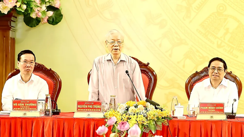 Tổng Bí thư Nguyễn Phú Trọng phát biểu chỉ đạo hội nghị. Ảnh: TTXVN Tổng Bí thư Nguyễn Phú Trọng phát biểu chỉ đạo hội nghị. Ảnh: TTXVN