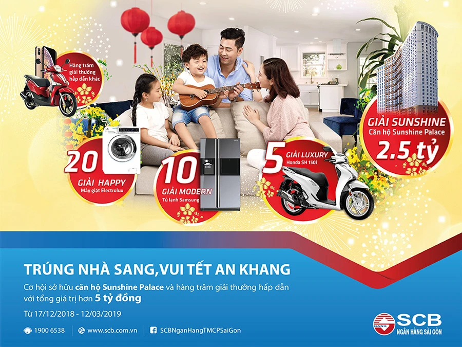 Cơ hội trúng căn hộ cao cấp trong chương trình khuyến mại tết 2019 của SCB