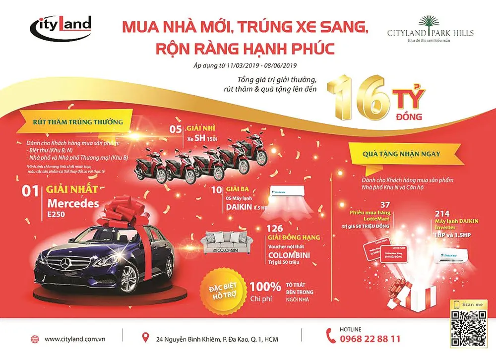 Cơ hội nhận thưởng cùng quà tặng trị giá 16 tỷ đồng khi mua nhà CityLand